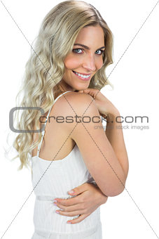 Content sensual blond woman smiling