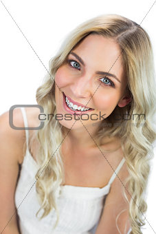 Attractive blue eyed model smiling