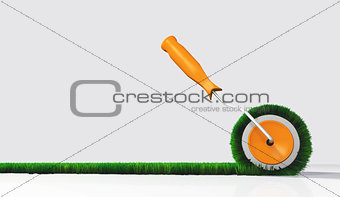 side view of a grassy paint roller