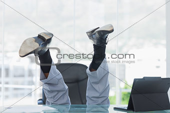 Business getting crazy falling from his swivel chair