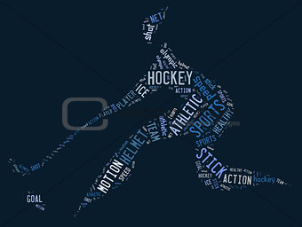 hockey pictogram with blue words