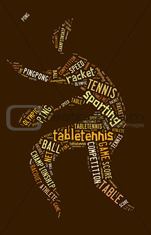 Table tennis pictogram with brown words