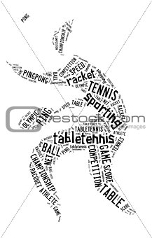 Table tennis pictogram with black words