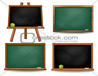Set of school board blackboards. Back to school. Vector illustra