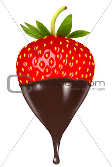 Chocolate dipped strawberry. Vector