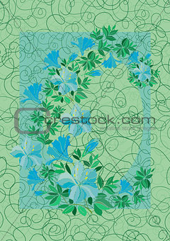 Frame from abstract blue flowers with background