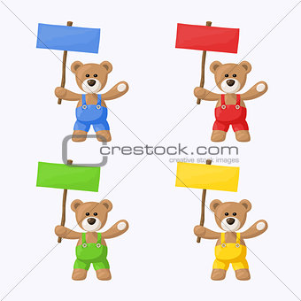 Teddy Bears with Colored Signboards