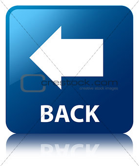 Back arrow glossy blue reflected square button