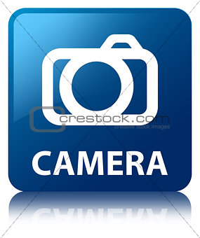 Camera glossy blue reflected square button