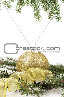 christmas ornament background with fir branches