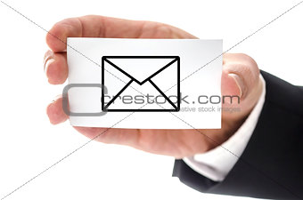 Business card with letter drawn on it