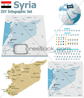 Syria maps with markers