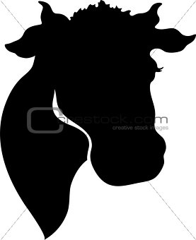 Silhouette of a cow's head