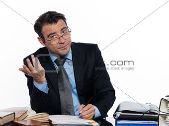 business Man writing busy business paperwork