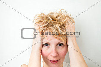 Blond Girl Pulling Hairs 