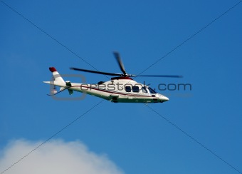 Modern helicopter in flight