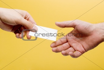 Handing a business card