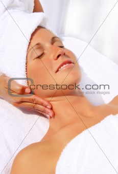 Pretty woman receiving massage 
