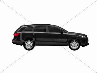 isolated black car side view