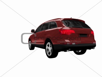 isolated red car back view 01