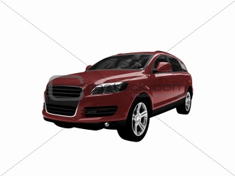 isolated red car front view 02