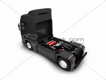 Bigtruck isolated black back view