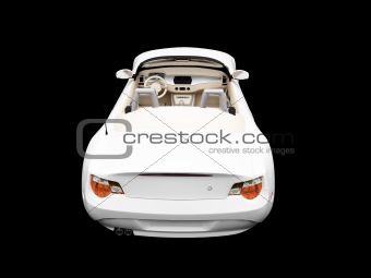 isolated white car back view 02