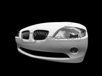 isolated white car front view 02