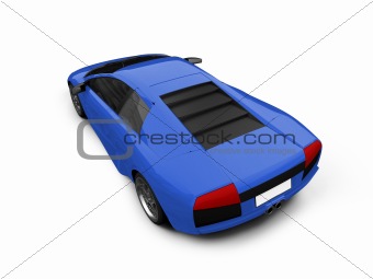 Ferrari isolated blue back view