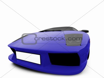 Ferrari isolated blue front view
