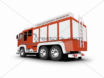Firetruck isolated back view 