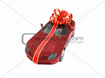 Gift isolated red car front view