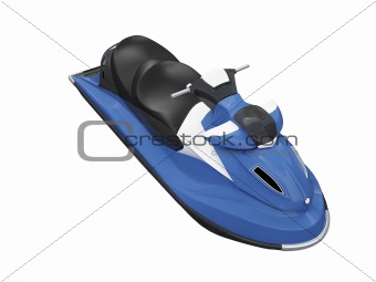 Jetski blue isolated front view
