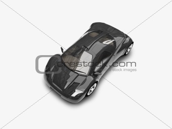isolated black super car top view 02