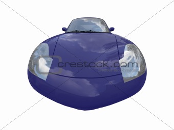 isolated blue super car front view 04