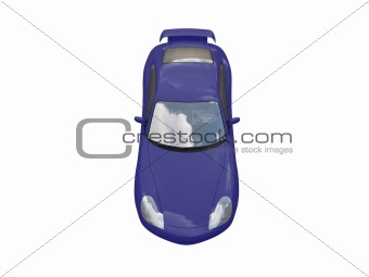 isolated blue super car top view