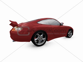 isolated red super car back view