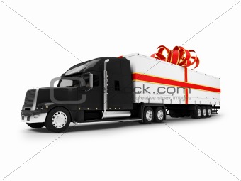 Present truck isolated black-red front view 