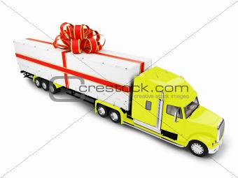 Present truck yellow isolated front view