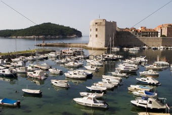Dubrovnik Harbor With Boats