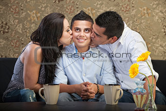 Son Kissed By Parents
