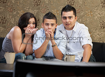 Scared Family Watching TV