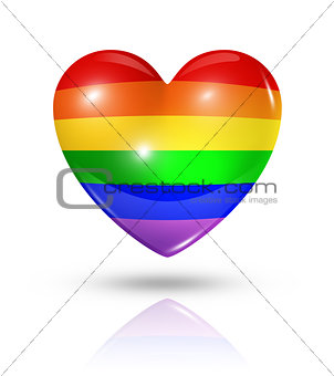Gay pride love symbol, heart flag icon