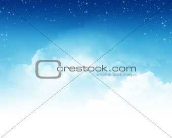 Cloudy sky with stars abstract background