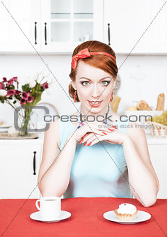 Beautiful woman on the kitchen