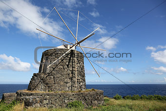 Windmill on the island of Corvo Azores Portugal