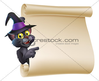 Halloween Witch Cat Scroll