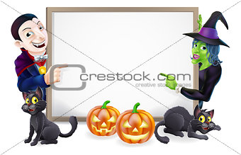 Halloween Dracula and Witch Sign