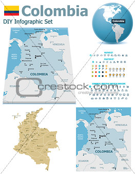 Colombia maps with markers