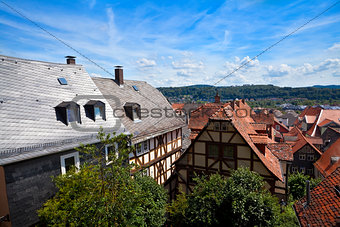 view on the red roofs in Marburg city